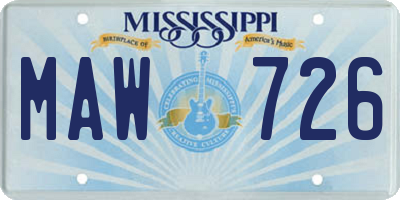 MS license plate MAW726
