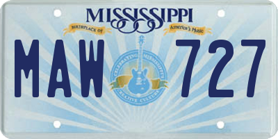 MS license plate MAW727