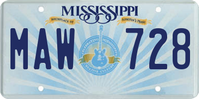 MS license plate MAW728