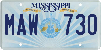 MS license plate MAW730