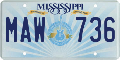MS license plate MAW736
