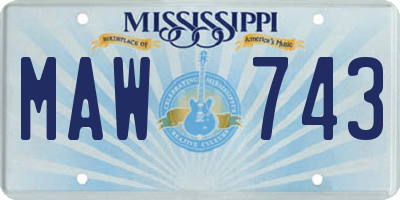 MS license plate MAW743