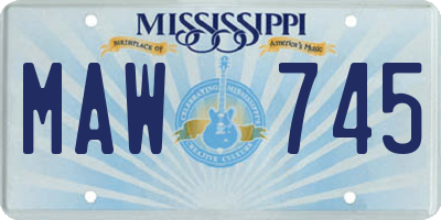 MS license plate MAW745