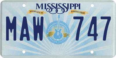 MS license plate MAW747