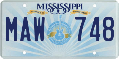 MS license plate MAW748