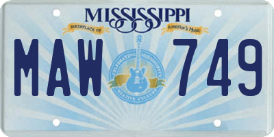 MS license plate MAW749