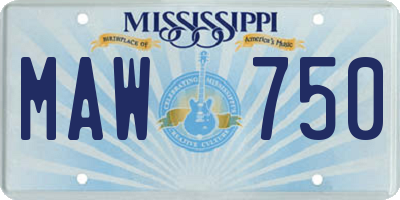 MS license plate MAW750