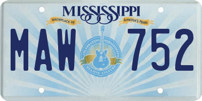 MS license plate MAW752