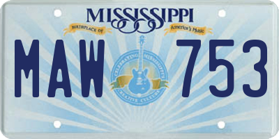 MS license plate MAW753