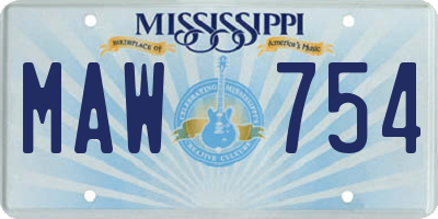MS license plate MAW754