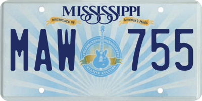 MS license plate MAW755