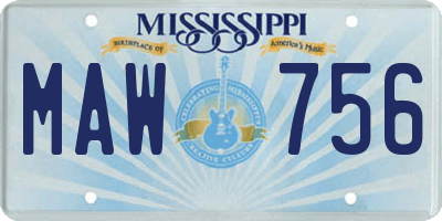 MS license plate MAW756