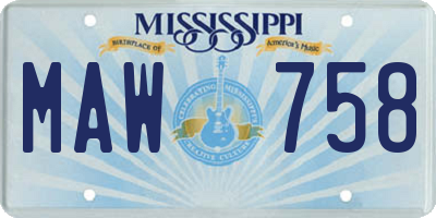 MS license plate MAW758