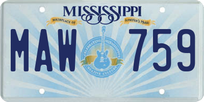 MS license plate MAW759