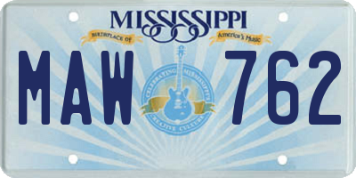 MS license plate MAW762