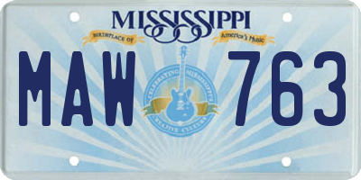 MS license plate MAW763