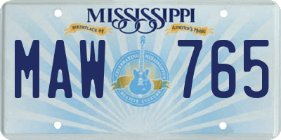 MS license plate MAW765