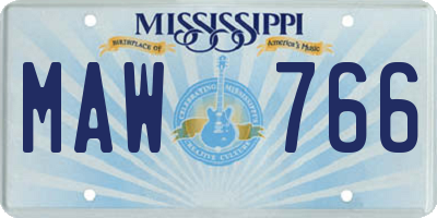 MS license plate MAW766