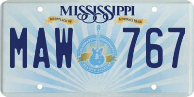 MS license plate MAW767