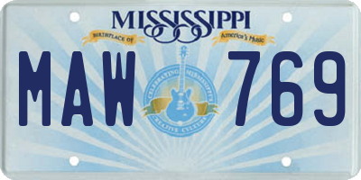 MS license plate MAW769