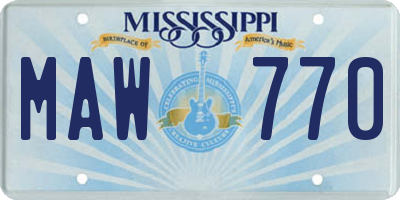 MS license plate MAW770