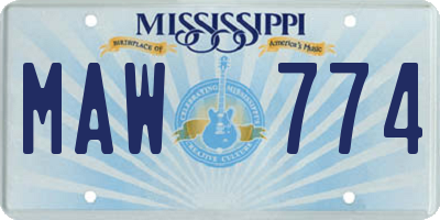 MS license plate MAW774
