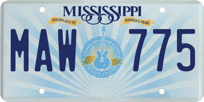 MS license plate MAW775