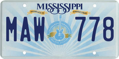 MS license plate MAW778