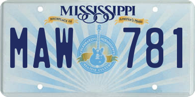 MS license plate MAW781