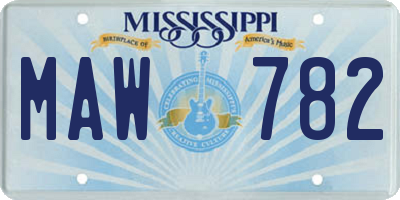 MS license plate MAW782