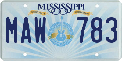 MS license plate MAW783