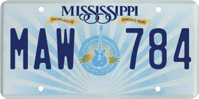 MS license plate MAW784