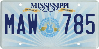 MS license plate MAW785