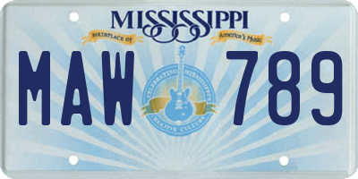 MS license plate MAW789
