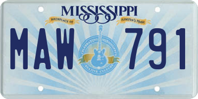 MS license plate MAW791