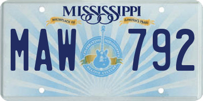 MS license plate MAW792