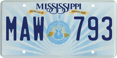 MS license plate MAW793