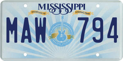 MS license plate MAW794