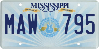 MS license plate MAW795