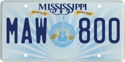 MS license plate MAW800