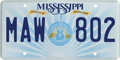 MS license plate MAW802