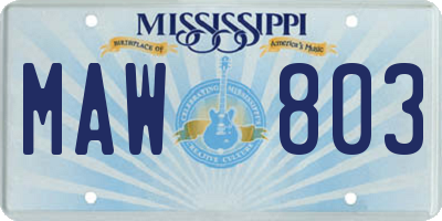 MS license plate MAW803