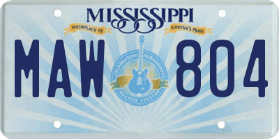 MS license plate MAW804