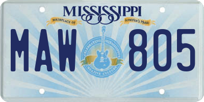 MS license plate MAW805