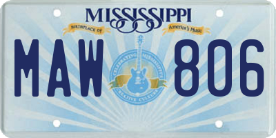MS license plate MAW806