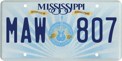 MS license plate MAW807