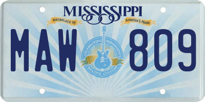 MS license plate MAW809