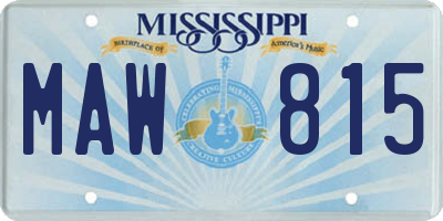 MS license plate MAW815