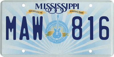 MS license plate MAW816