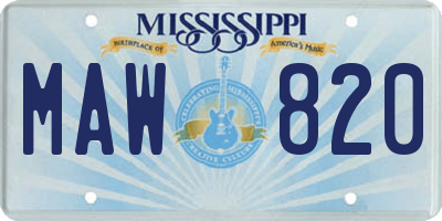 MS license plate MAW820